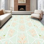 Pale Peach Leaf Geometric Pattern Rug