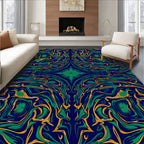 Deep Blue Emerald Swirl Pattern Rug