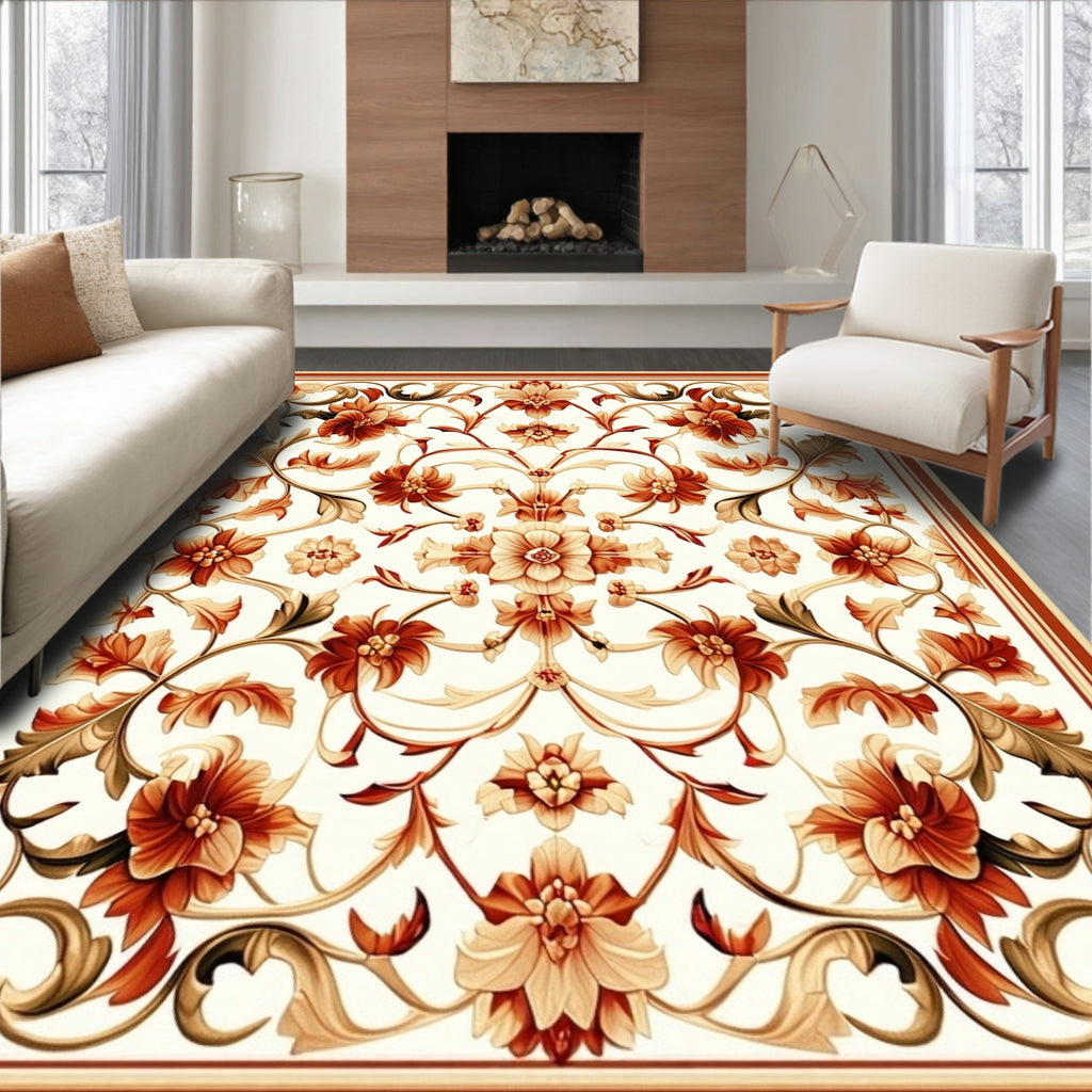 Ornate Floral Vine Pattern Rug