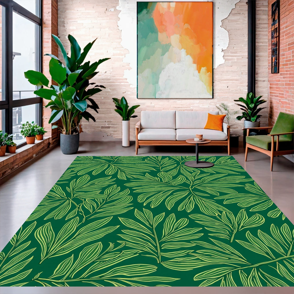 Botanical Leaf Pattern Design Rug