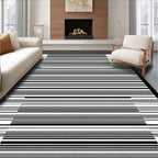 Modern Black White Stripe Graphic Rug