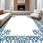 Ornate Floral Scroll Border Design Rug