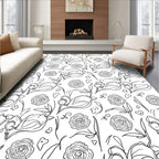 Whimsical Outline Floral Sketch Rug