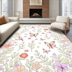 Pastel Butterflies And Floral Garden Rug