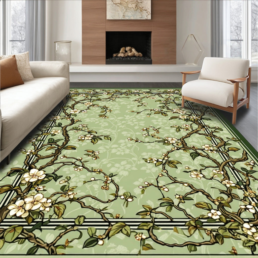 Vintage Floral Branch Patterned Rug