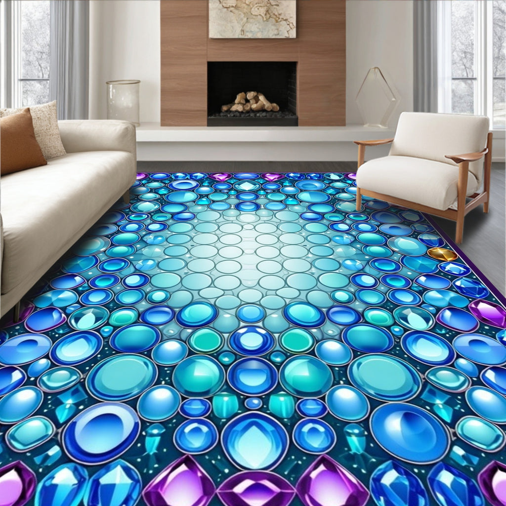 Jeweled Circles Gemstones Pattern Rug