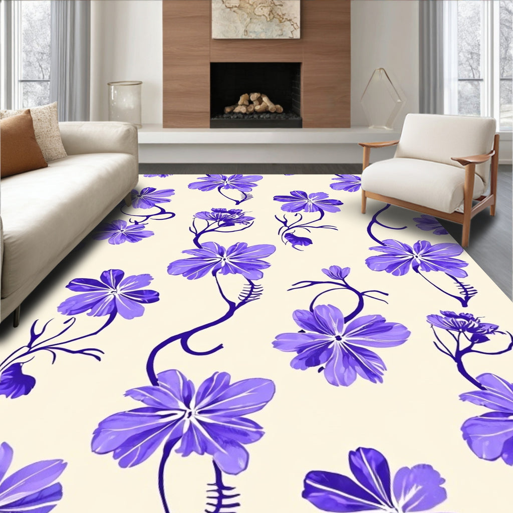 Floral Vine Patterned Fabric Design Rug