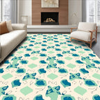 Teal Abstract Blobs Lines Pattern Rug
