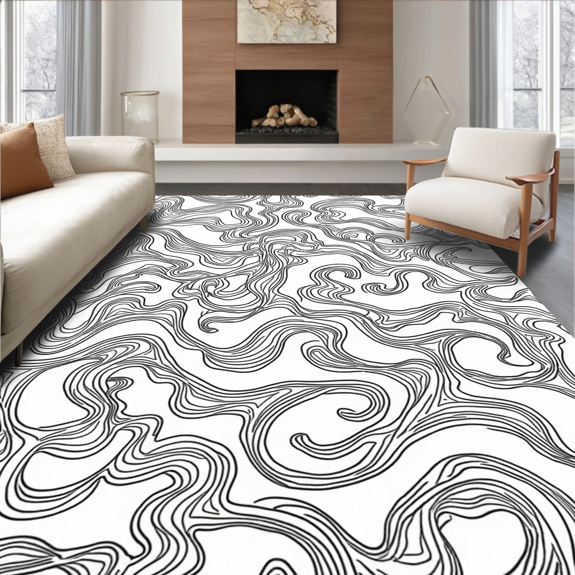 Abstract Swirl Linear Pattern Rug