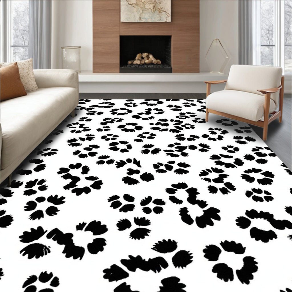 Animal Print Scattered Petal Design Rug