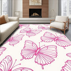 Bright Pink Butterfly Pattern Rug