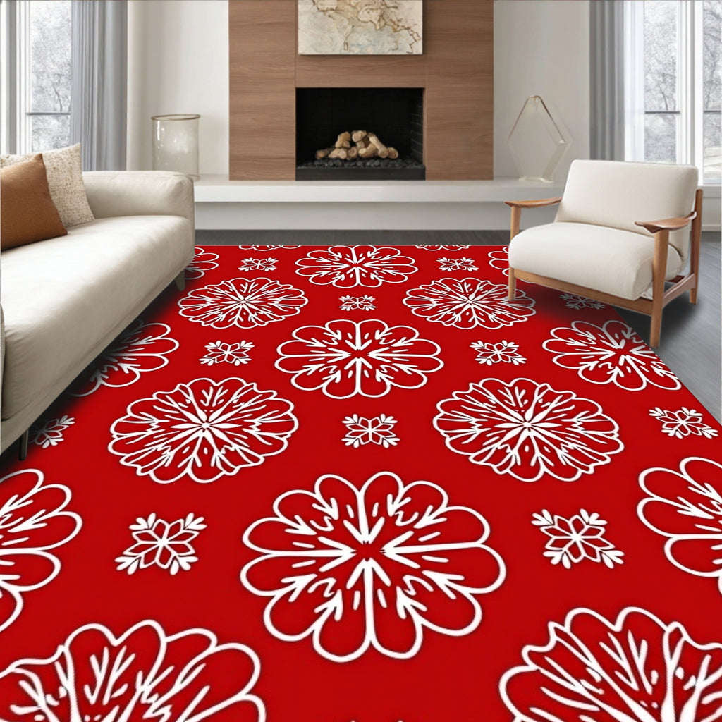 Bold Red Snowflake Scatter Rug