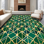 Green Gold Geometric Art Deco Design Rug
