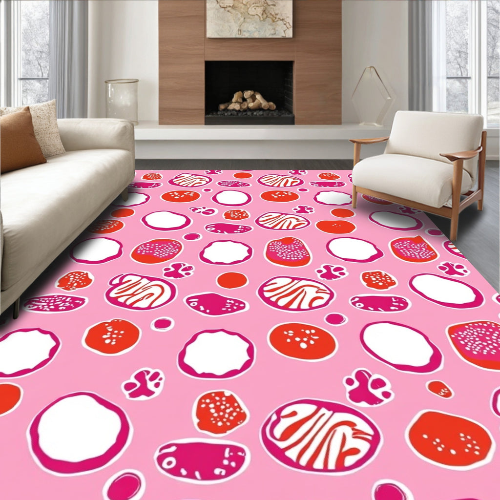 Pink Abstract Organic Shapes Rug