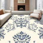 Classic Blue Floral Damask Pattern Rug