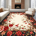 Red Floral Branches Vintage Style Rug
