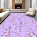 Whimsical Pastel Leaf and Swirl Pattern Rug