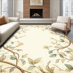 Delicate Floral Vine Border Design Rug