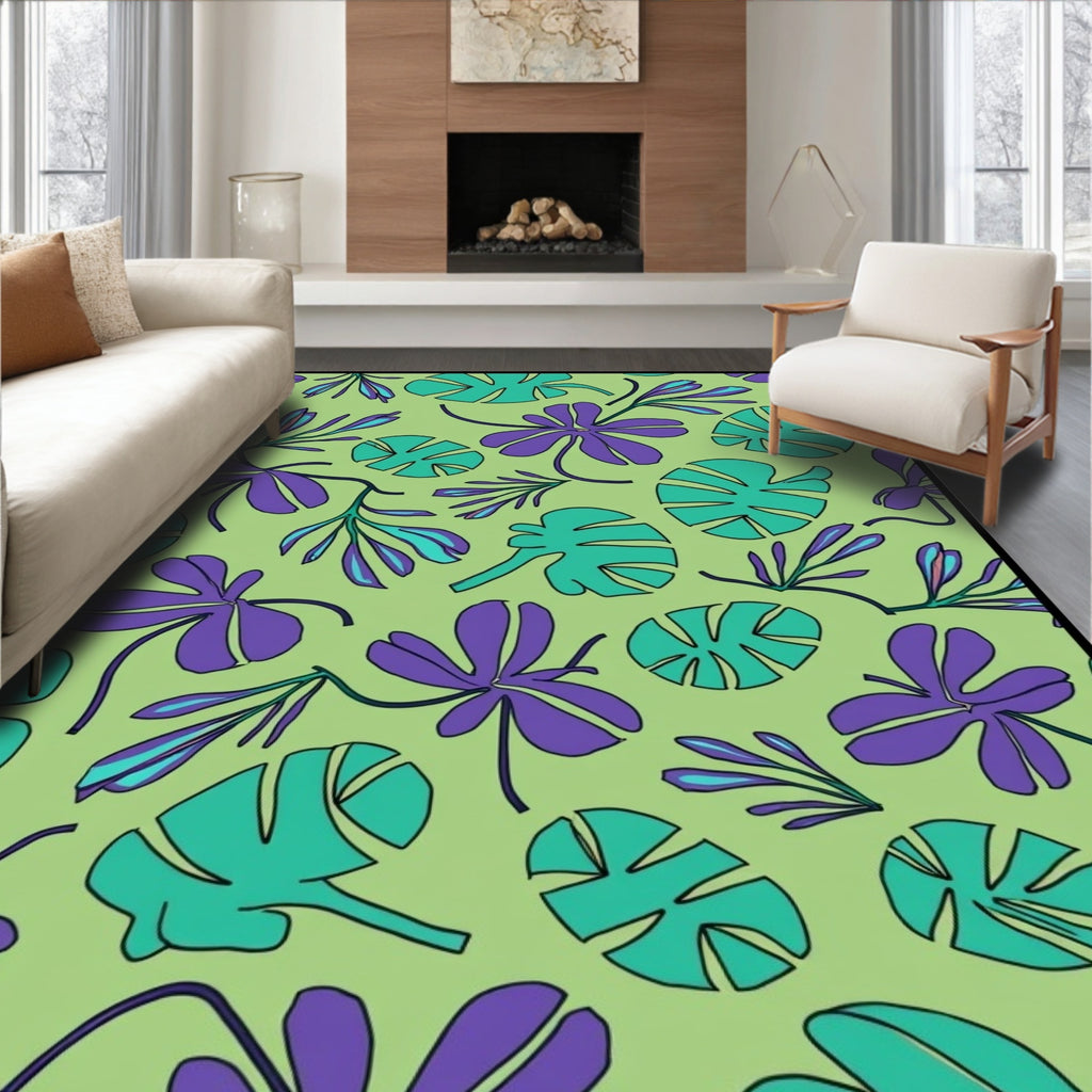 Tropical Leaf Pattern Design Rug