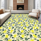 Yellow Floral Vine Patterned Rug