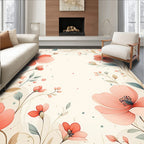 Coral Floral Whimsical Vine Pattern Rug
