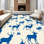 Stunning Blue Antelope Silhouette Pattern Rug