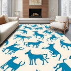 Playful Blue Dog Pattern Design Rug