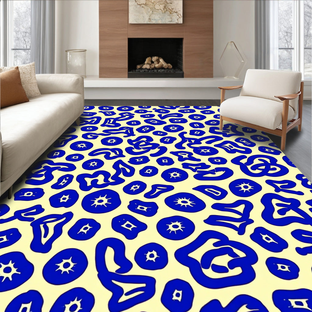 Bold Blue Organic Shapes Rug