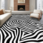 Bold Black White Zebra Pattern Rug
