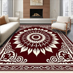 Classic Floral Sunburst Mandala Design Rug