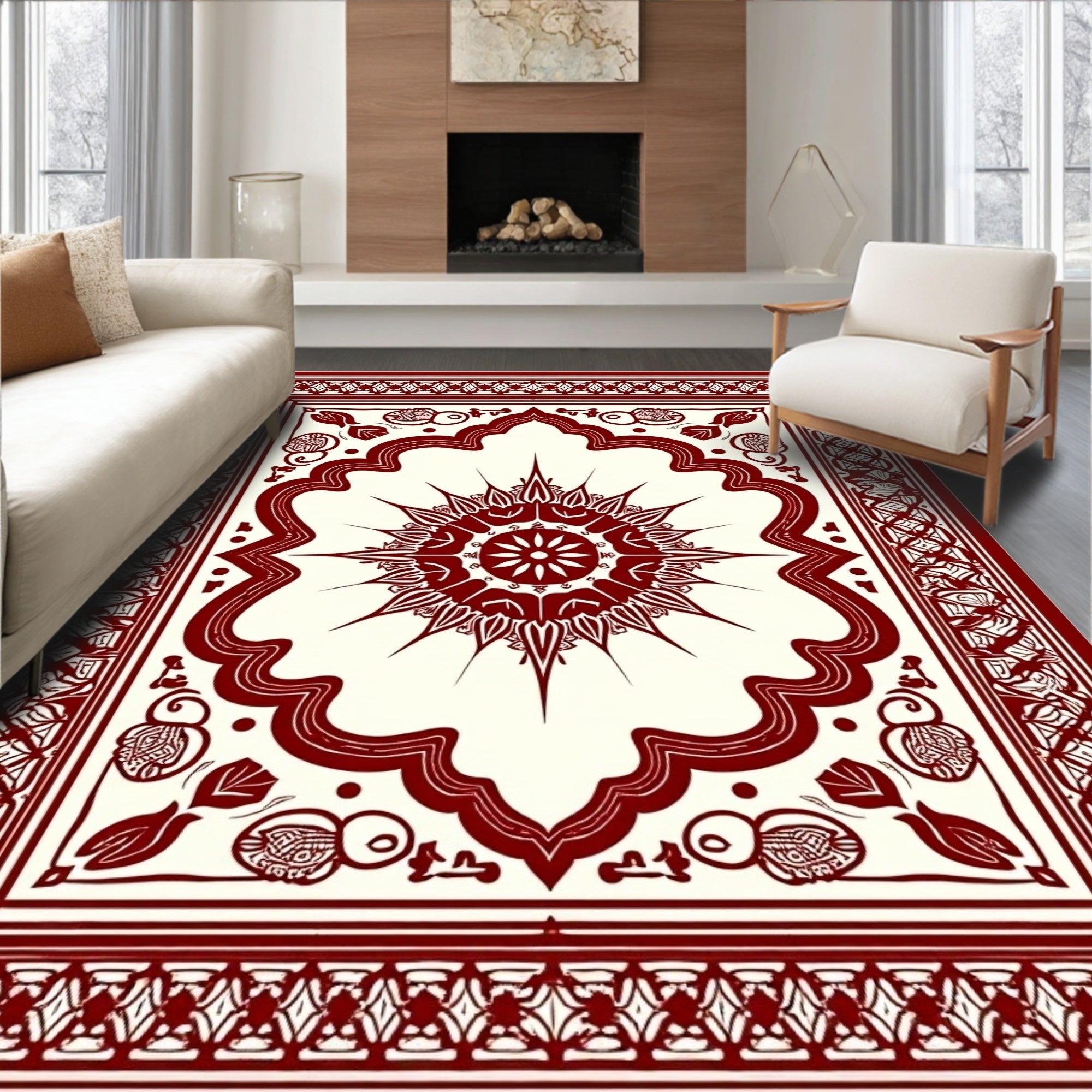 Ornate Mandala Floral Design Rug