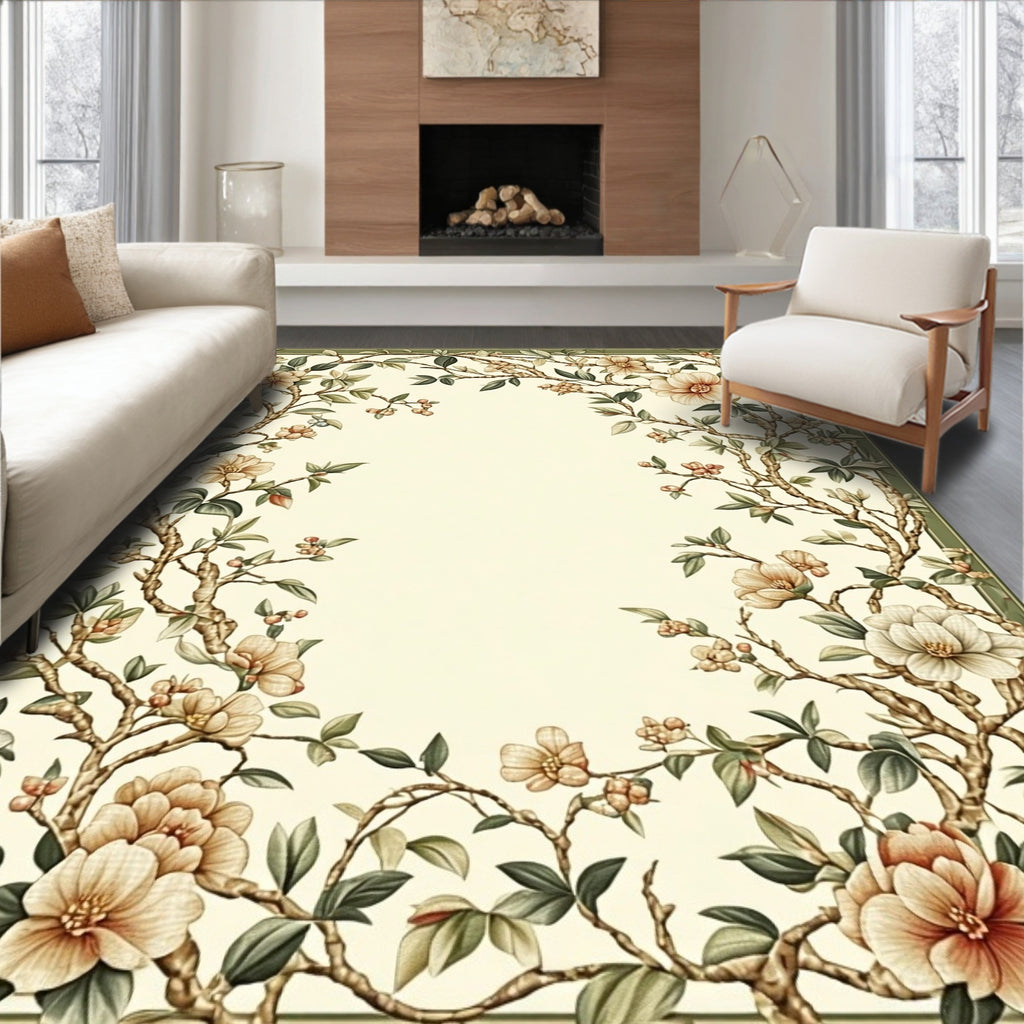 Vine Swirl Floral Design Rug