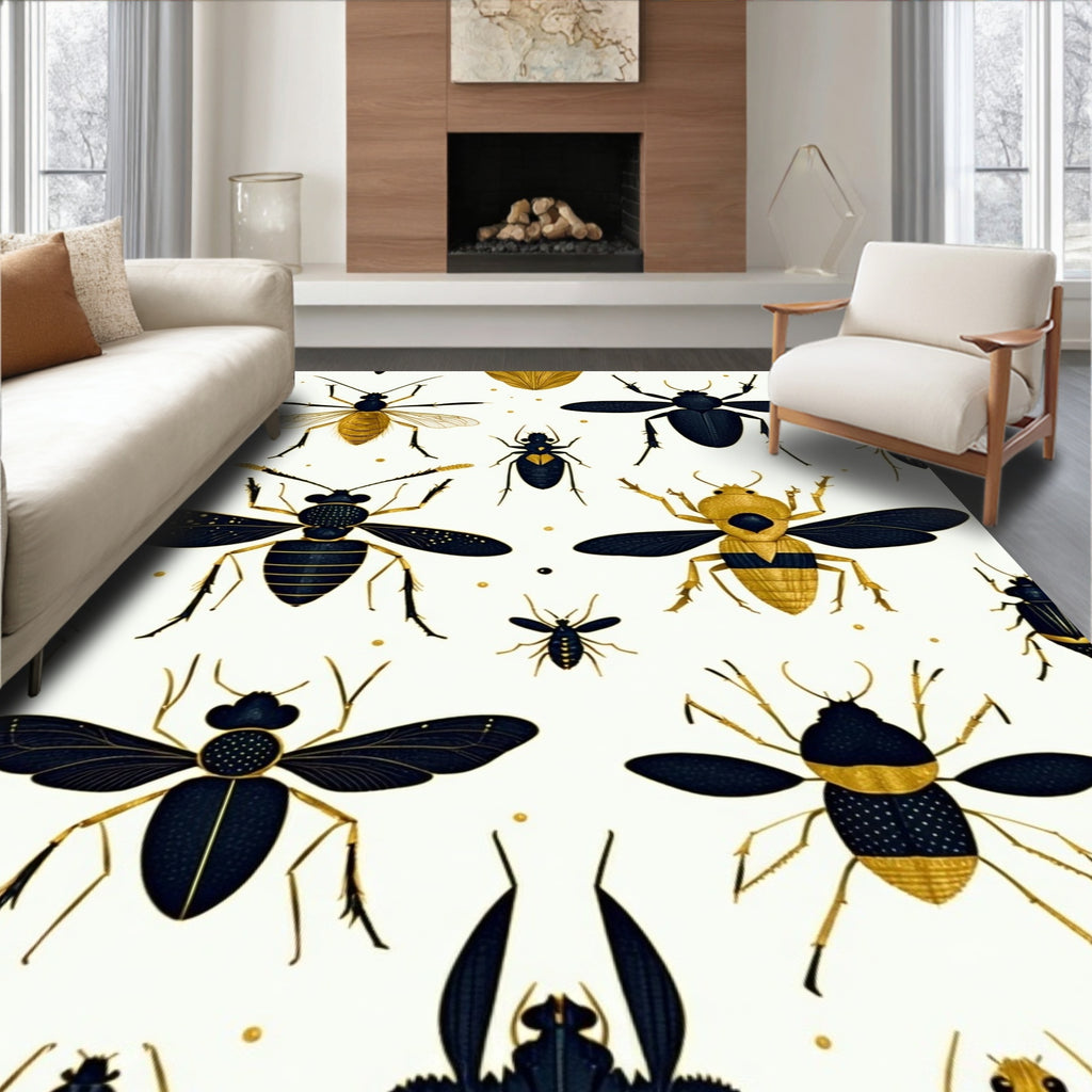 Modern Black Insect Rug Gold And Black Insect Pattern Rug – bauhaus