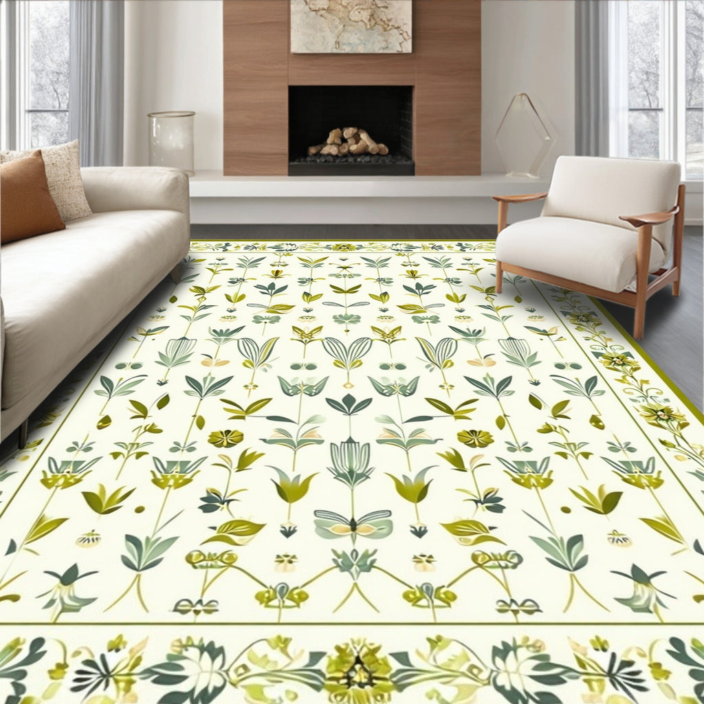 Stylized Botanical Garden Design Rug
