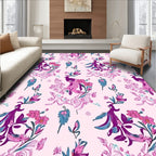 Exotic Peacock and Floral Nature Pattern Rug