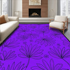 Vibrant Purple Leafy Tropical Pattern Rug
