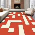 Geometric Red Grid Pattern Rug