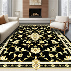 Black Gold Floral Medallion Rug