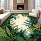 Lush Ferns Gold Accents Pattern Rug