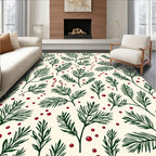 Evergreen Sprigs with Red Berries Rug