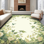 Nature Inspired Floral Bird Pattern Rug