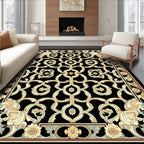 Ornate Flowing Golden Swirl Pattern Rug