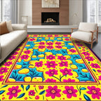 Vibrant Floral And Stone Pattern Rug