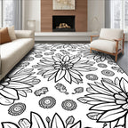 Bold Floral Outline Pattern Rug