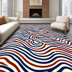 Wavy Stripes Red Blue Pattern Rug