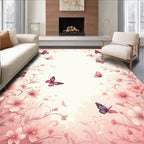 Pink Butterfly Floral Garden Art Rug