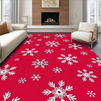 Crimson White Snowflake Snowfall Scatter Rug