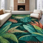 Lush Tropical Foliage Pattern Rug