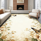 Floral Butterfly Vine Border Rug