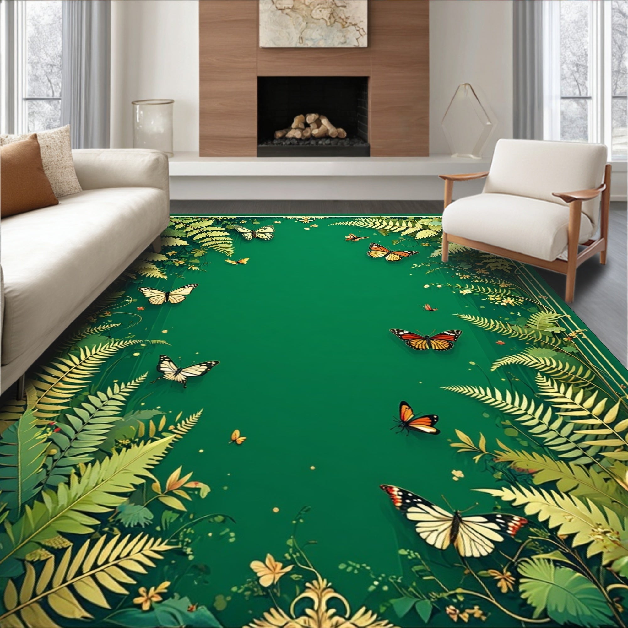 Emerald Forest Butterfly Medley Rug